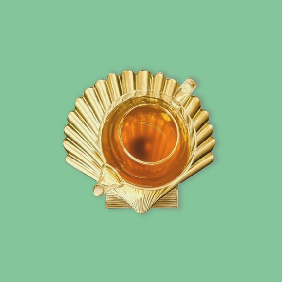 Art Deco Seashell Metal Trivet / Dish Stand in Gold - Picture 6 of 6